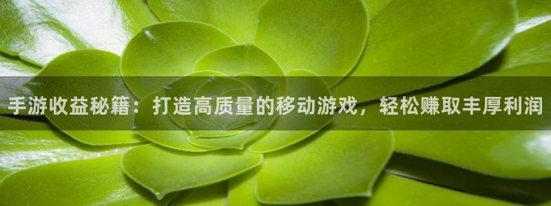 恒盛娱乐下载：手游收益秘籍：打造高质量的移动游戏，轻松赚取丰